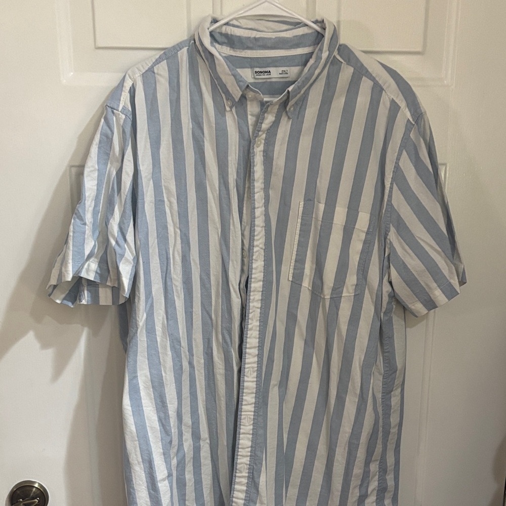 Sonoma Light Blue and White Striped Shirt